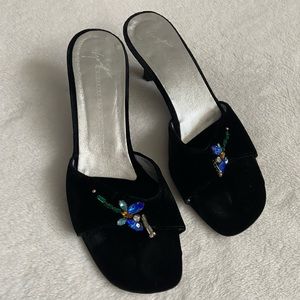 Giuseppe Zanotti vintage Y2K black velvet mules